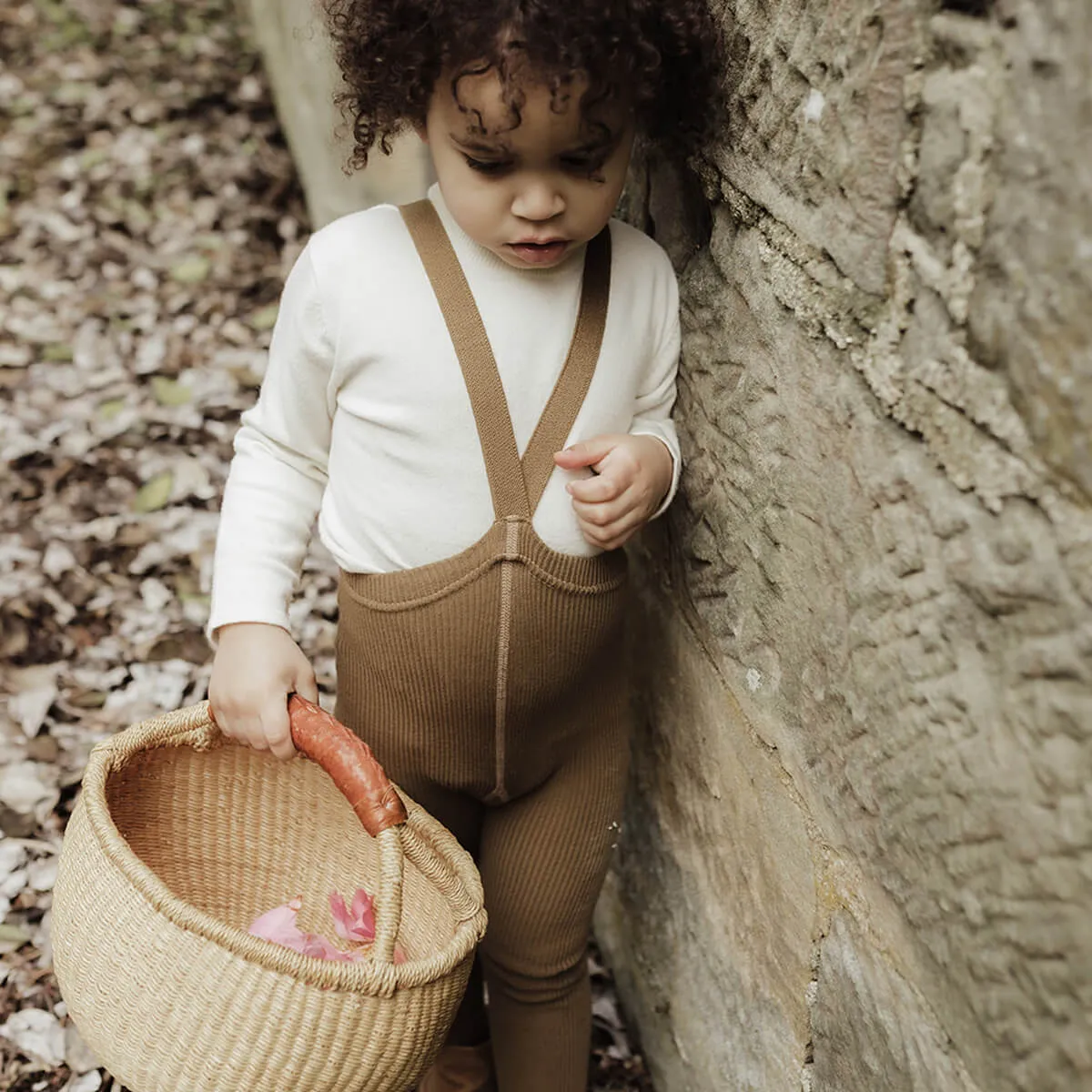 Footed Tights With Braces in Acorn Brown by Silly Silas