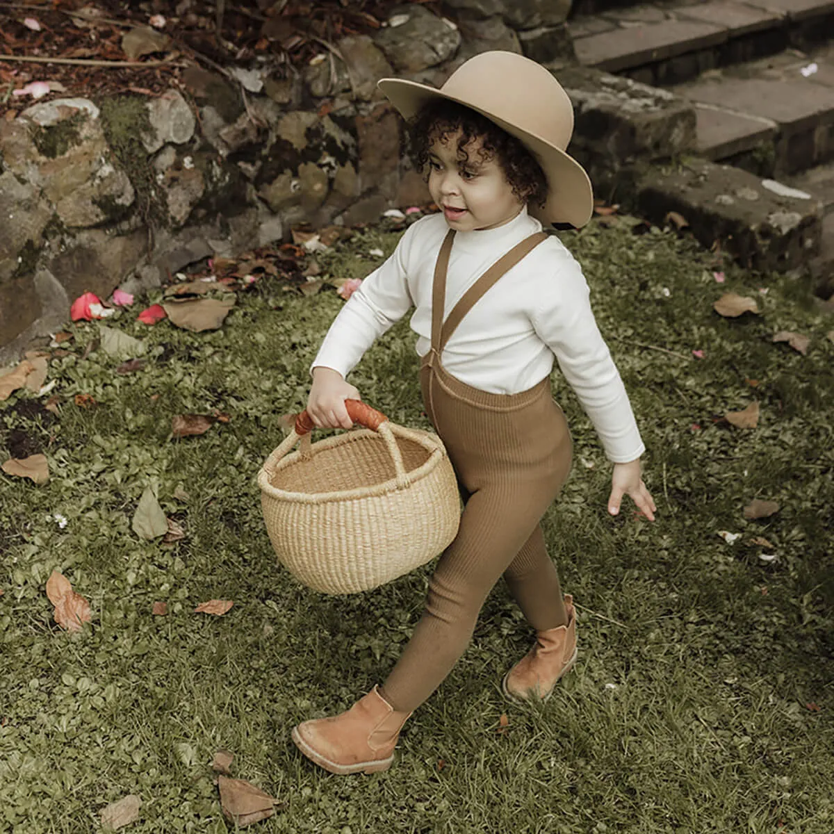 Footed Tights With Braces in Acorn Brown by Silly Silas