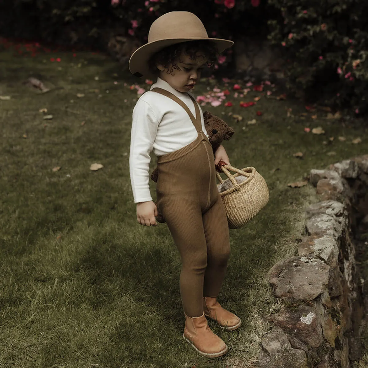 Footed Tights With Braces in Acorn Brown by Silly Silas