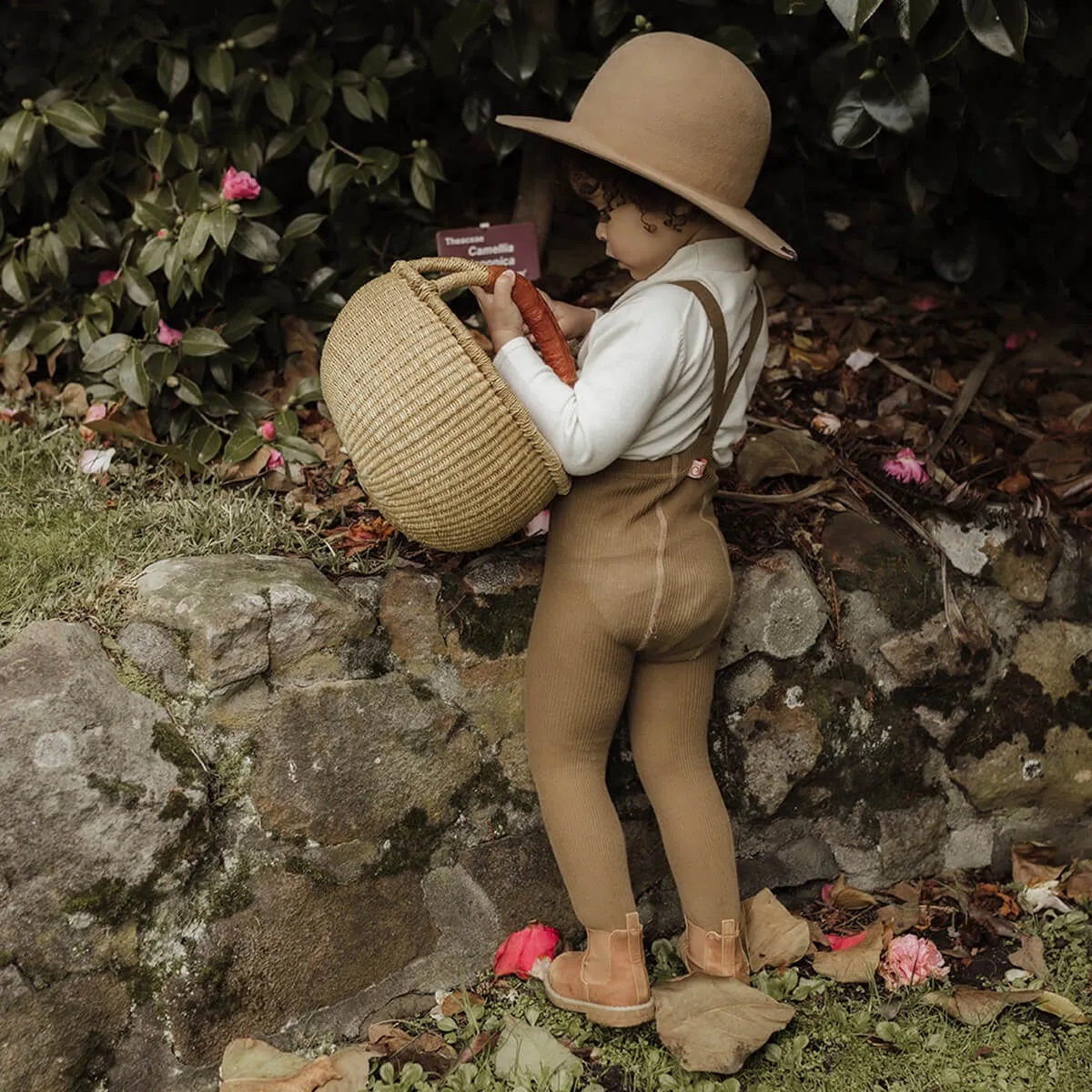 Footed Tights With Braces in Acorn Brown by Silly Silas
