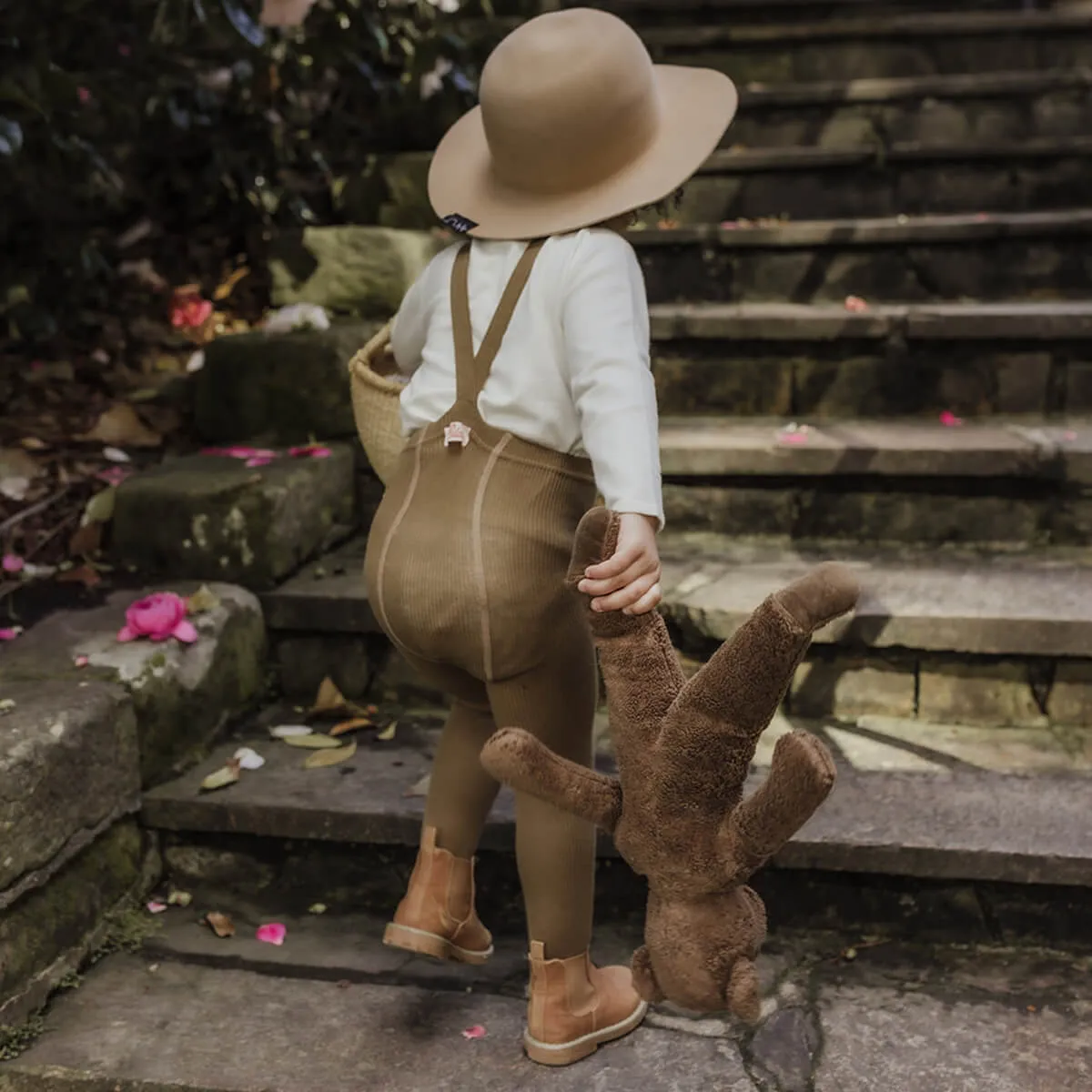 Footed Tights With Braces in Acorn Brown by Silly Silas