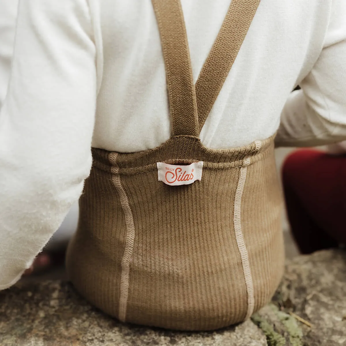 Footed Tights With Braces in Acorn Brown by Silly Silas