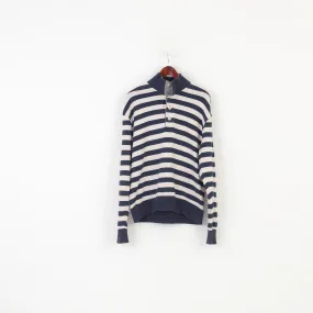 Gant Men XL (L) Jumper Navy Striped Cotton Vintage Bottoms Collar Marine Top