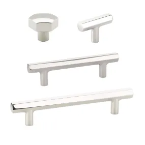 Geometric Polished Nickel "Geo" Cabinet Knobs and Drawer Pulls