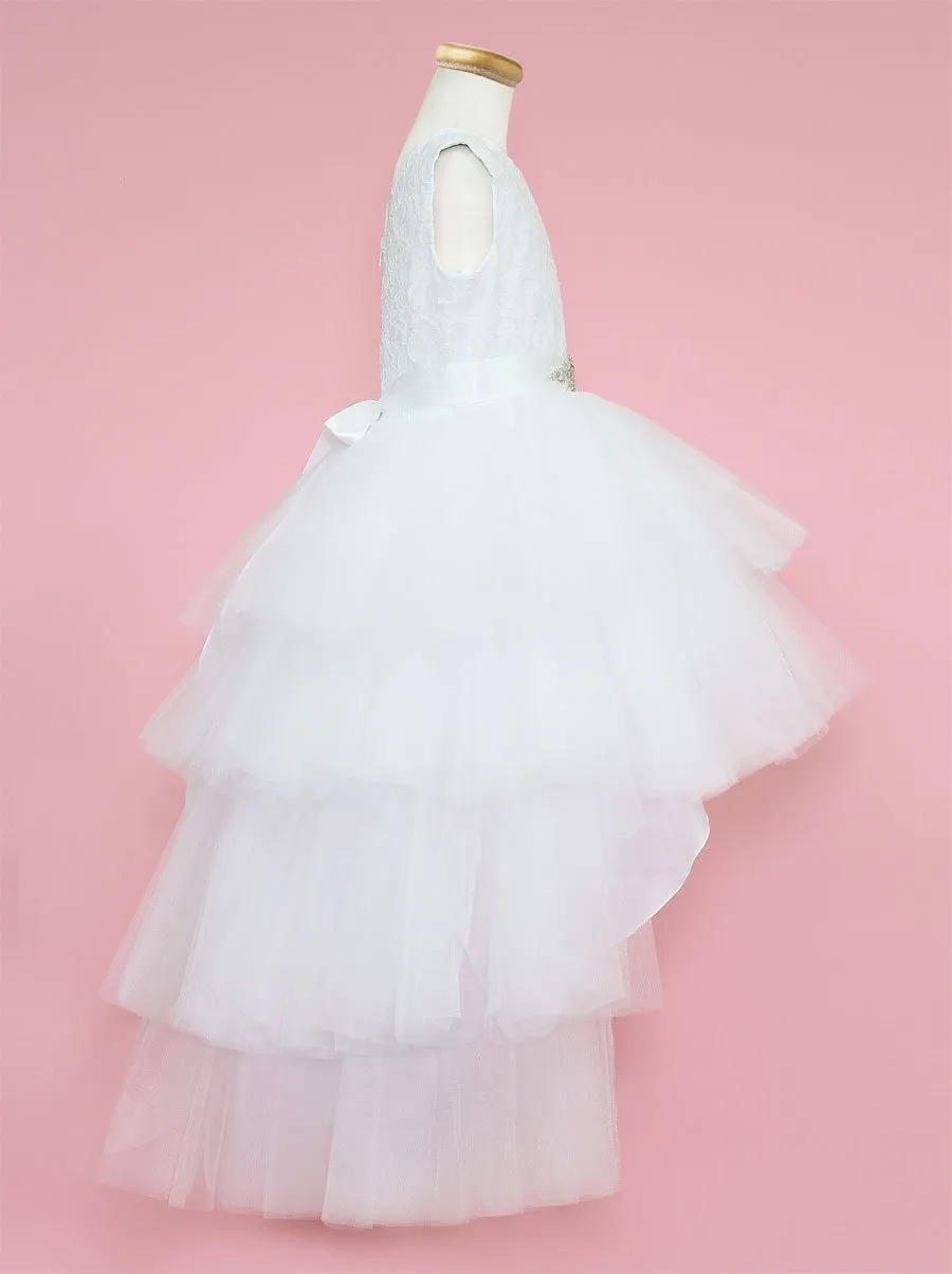 Girls Layered High Low Dress with Lace Bodice by Calla D825