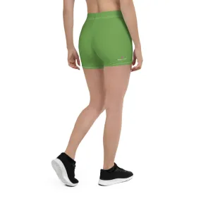 Green Women's Designer Shorts, Light Green Bright Gym Ladies' Pants-Made in USA/EU/MX