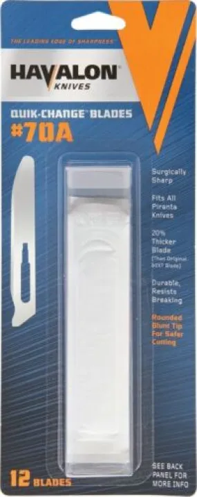Havalon #70a SS Blades Clamshell - 12 Pkt