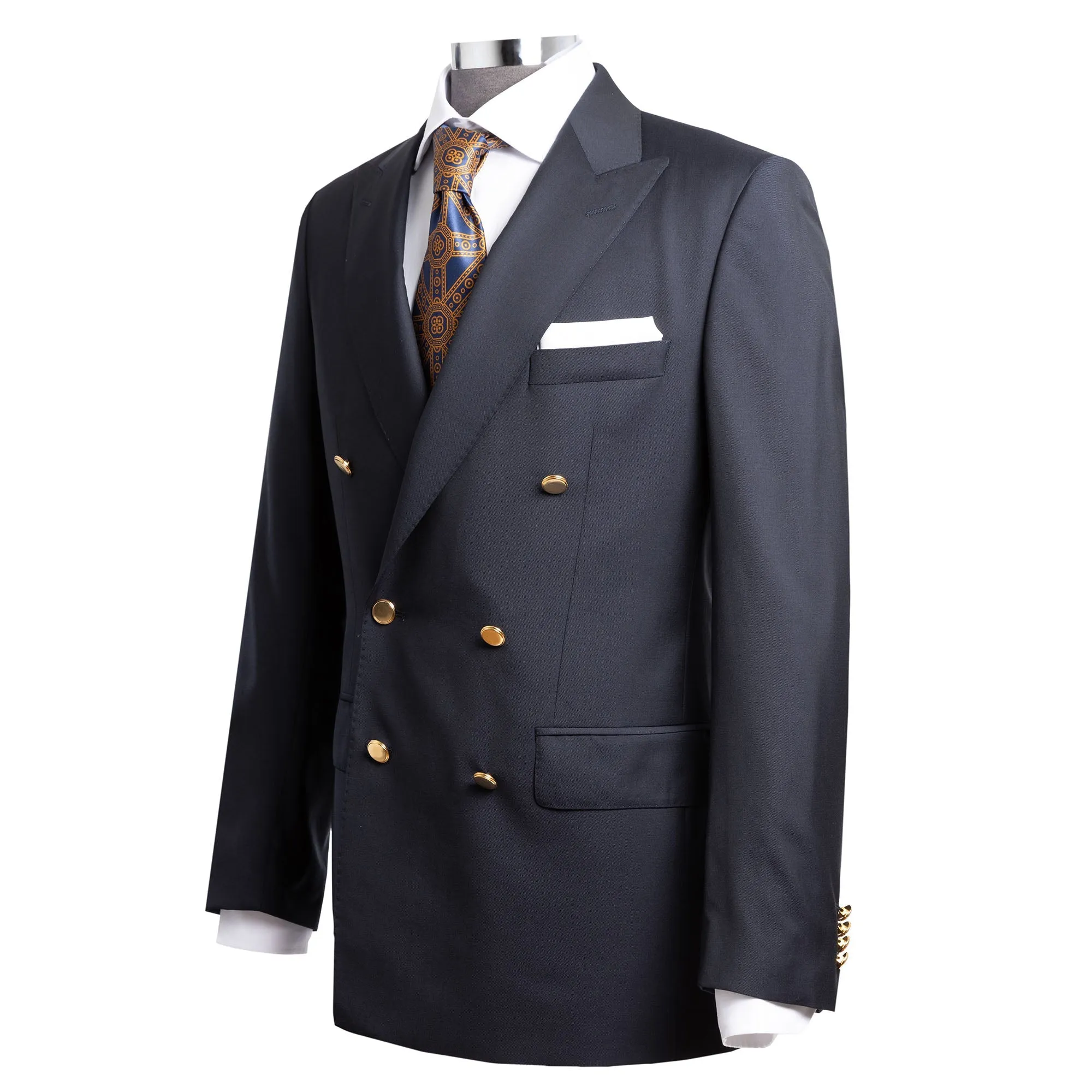 Henry Sartorial  Zegna Travel Fabric Peak Lapel Twill Blazer NAVY REG