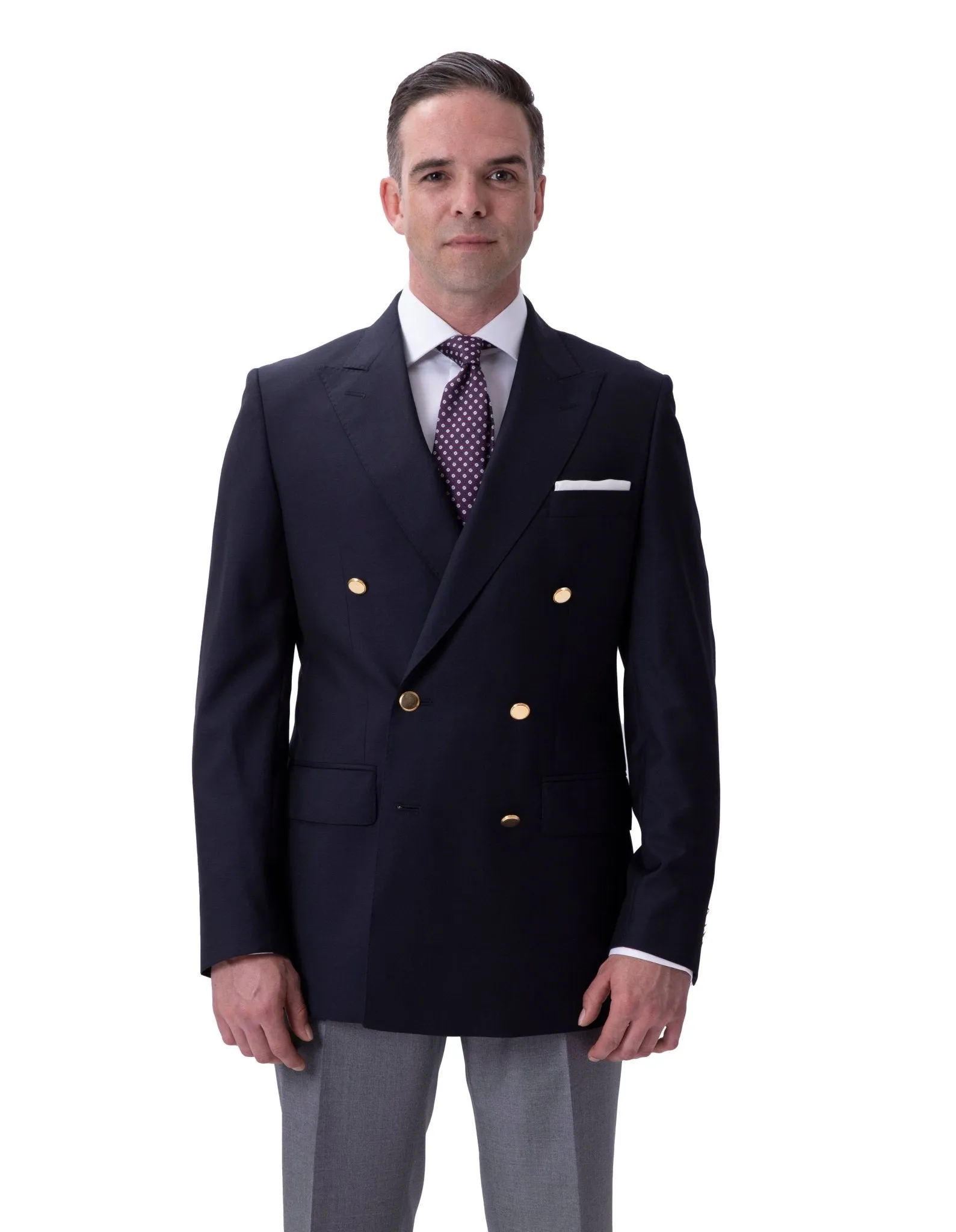 Henry Sartorial  Zegna Travel Fabric Peak Lapel Twill Blazer NAVY REG