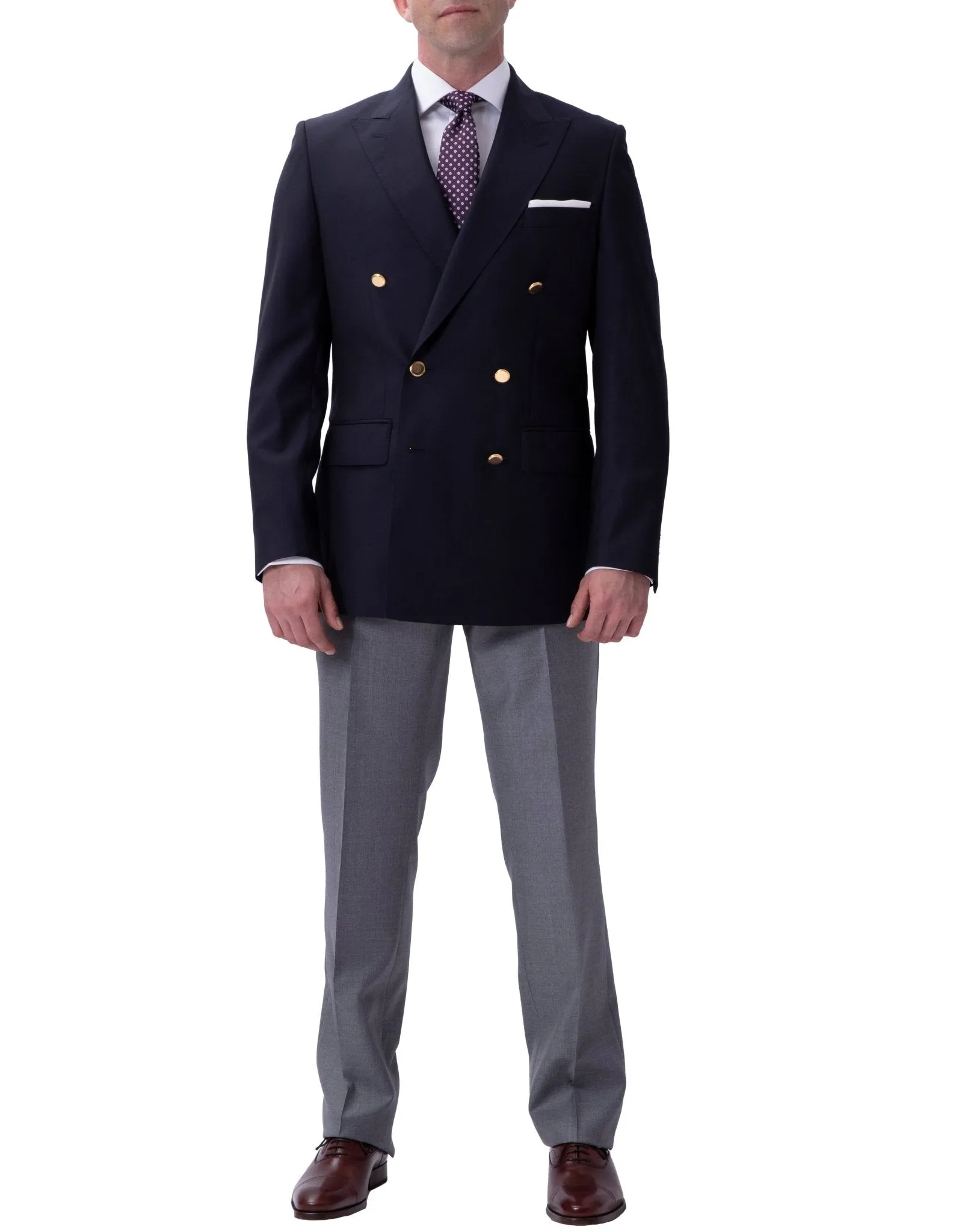 Henry Sartorial  Zegna Travel Fabric Peak Lapel Twill Blazer NAVY REG