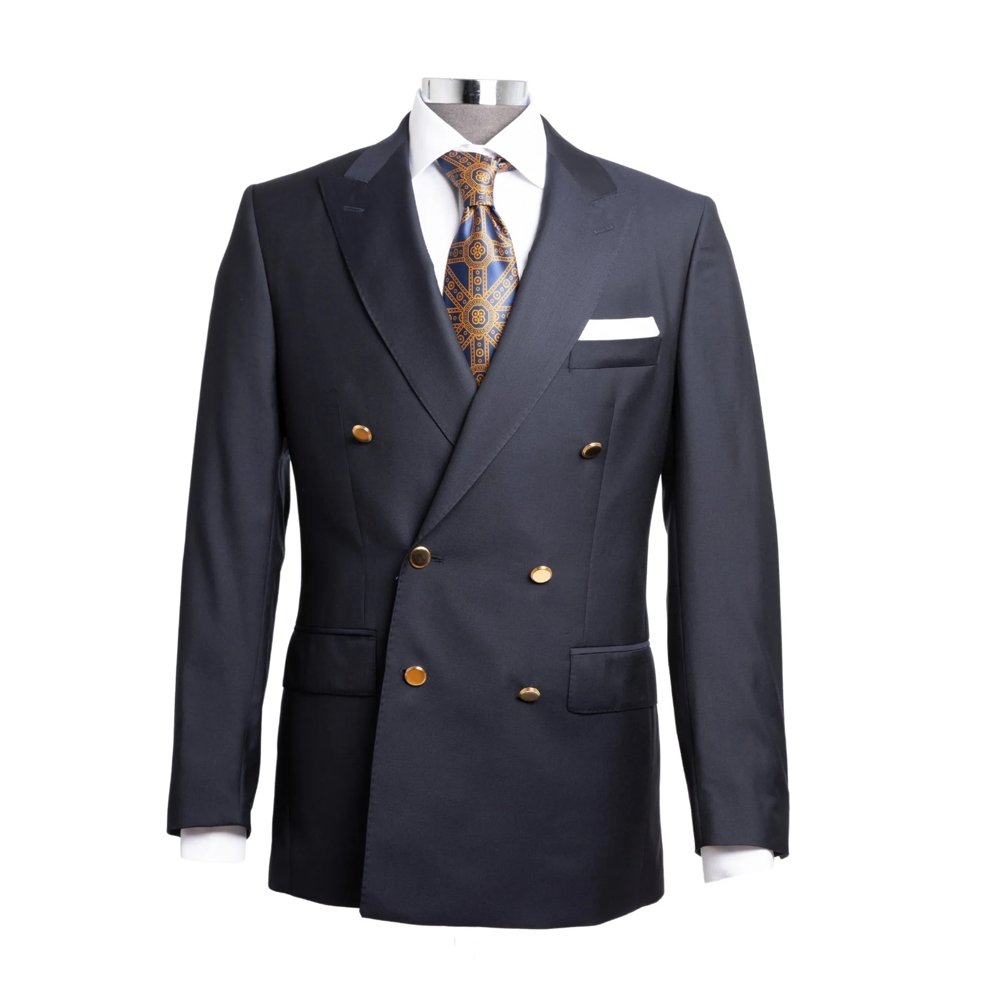 Henry Sartorial  Zegna Travel Fabric Peak Lapel Twill Blazer NAVY REG
