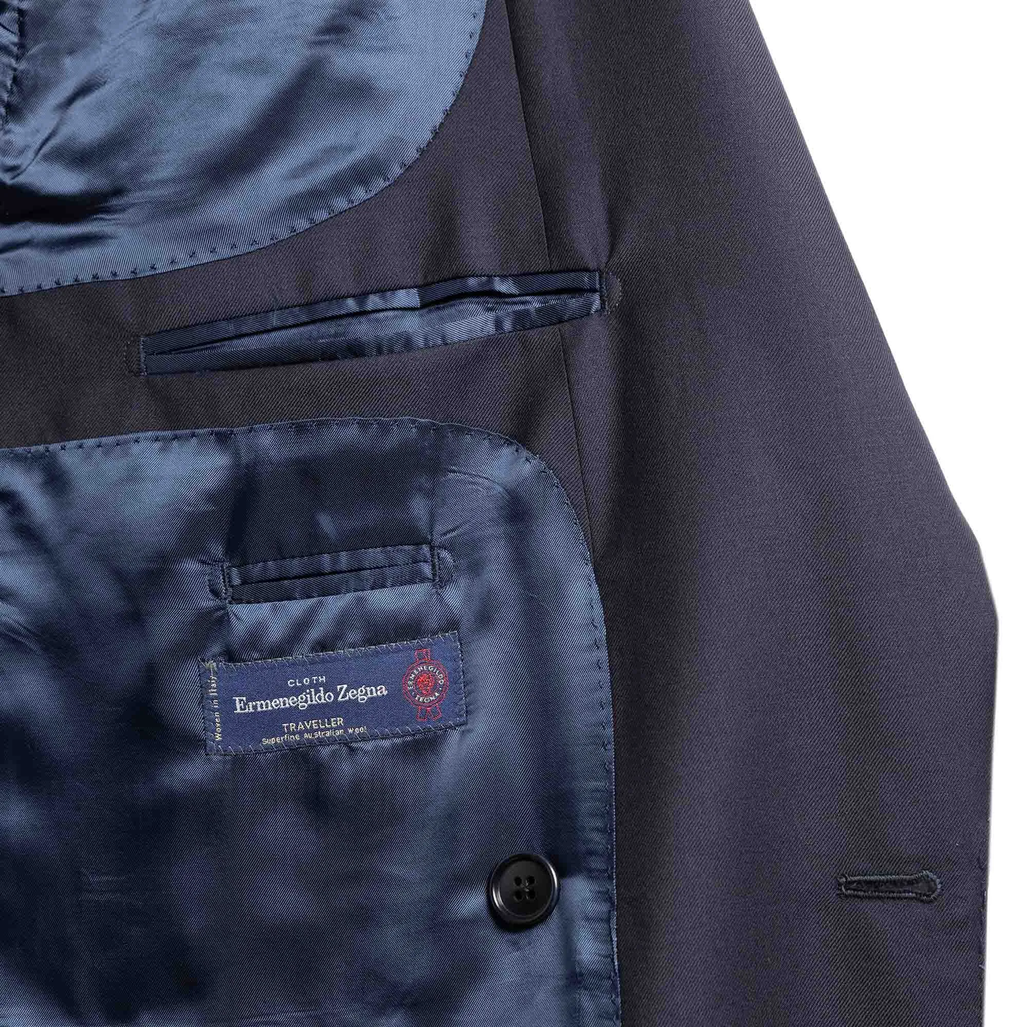 Henry Sartorial  Zegna Travel Fabric Peak Lapel Twill Blazer NAVY REG