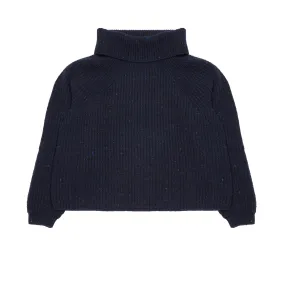 Inis Meáin Women's Cropped Boatbuilder Jumper in Prussia