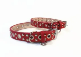 Jaxon Leather Dog Collar with Nickel Eyelet & Stud Cluster