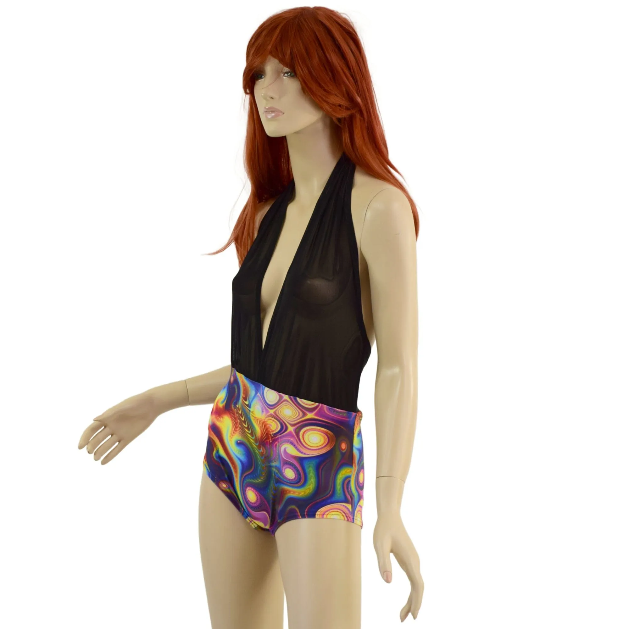 Josie Romper in Black Mesh & Meteorite