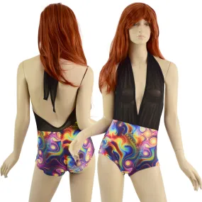 Josie Romper in Black Mesh & Meteorite