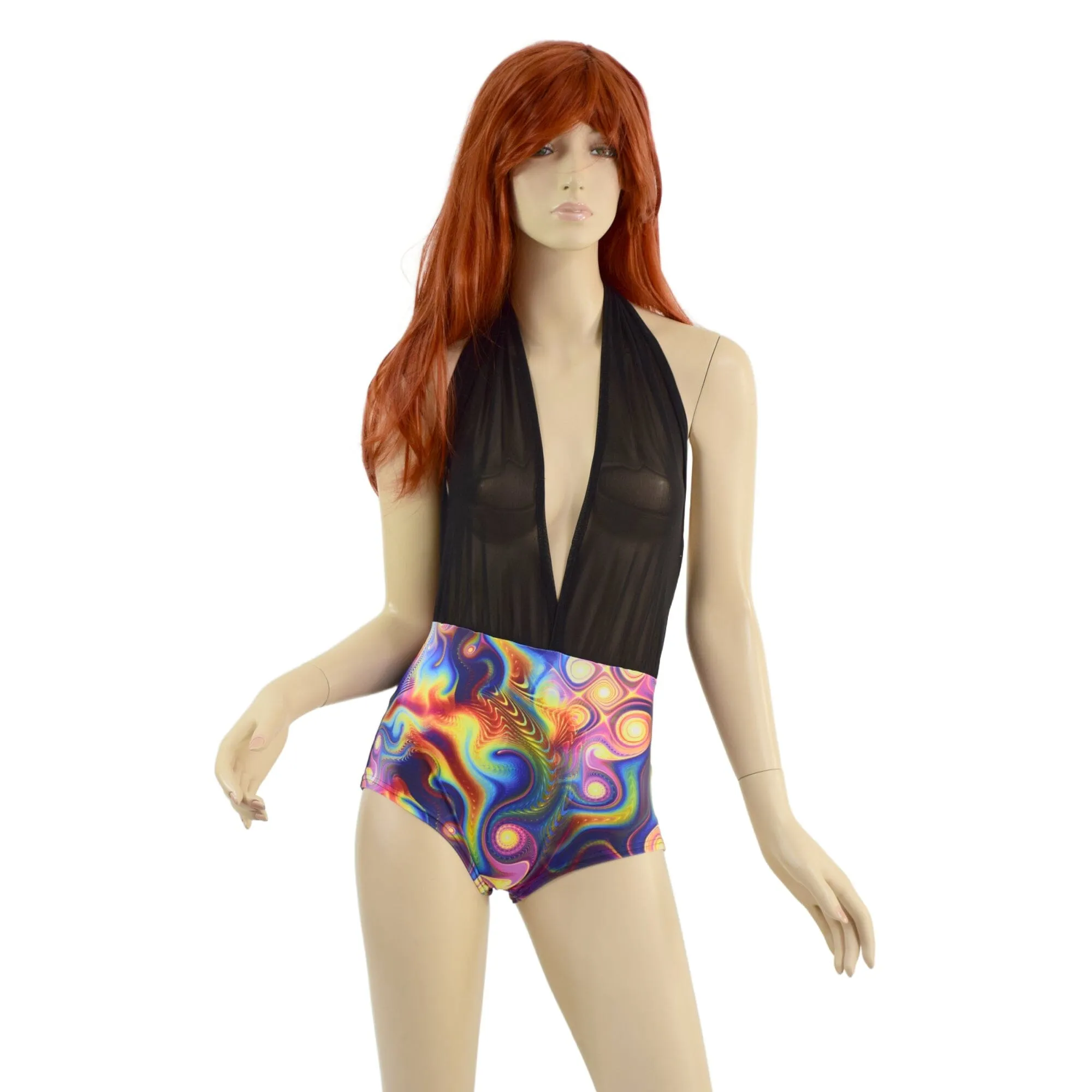 Josie Romper in Black Mesh & Meteorite