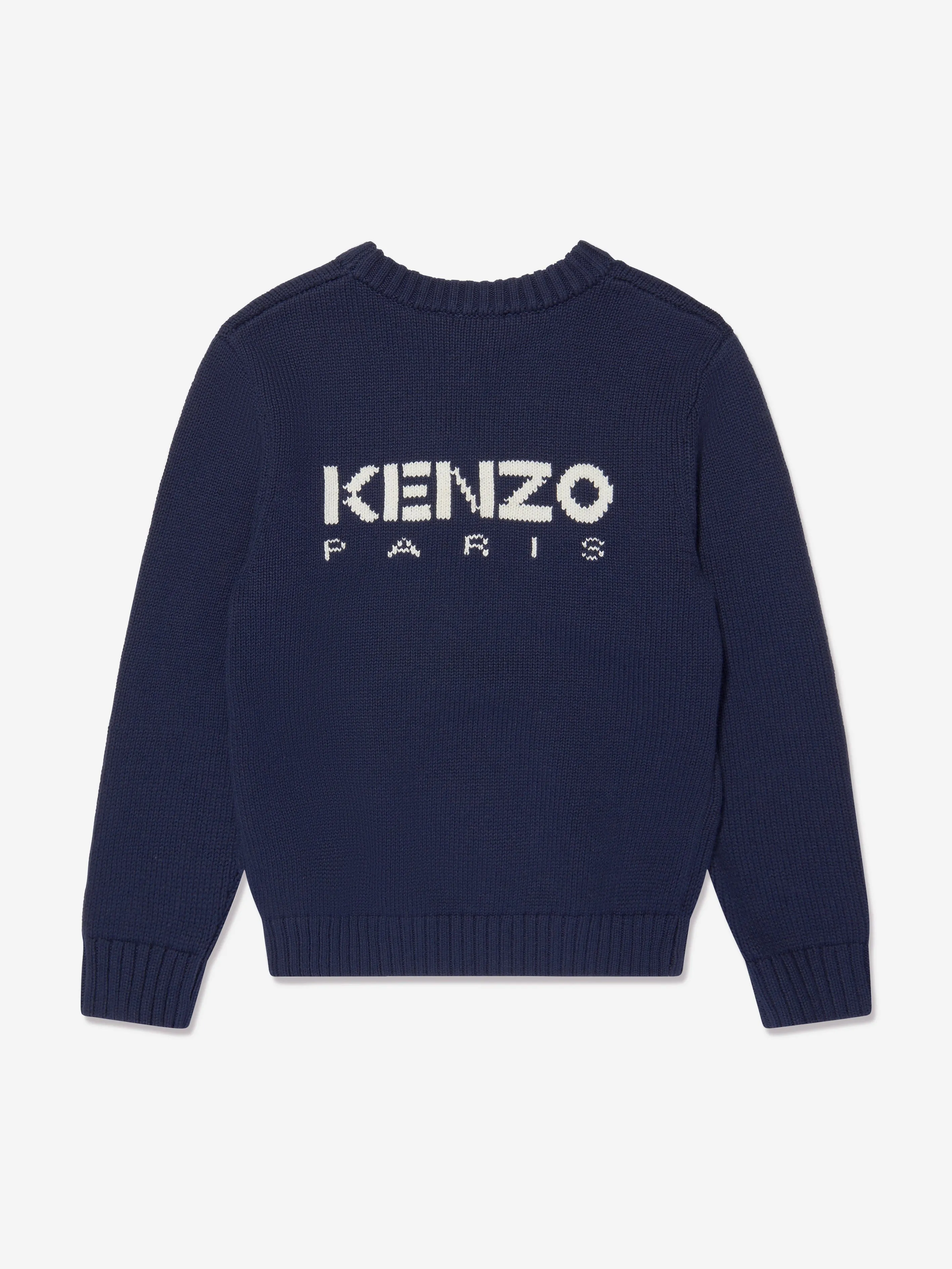 KENZO Boys Boke Flower Knitted Jumper in Navy