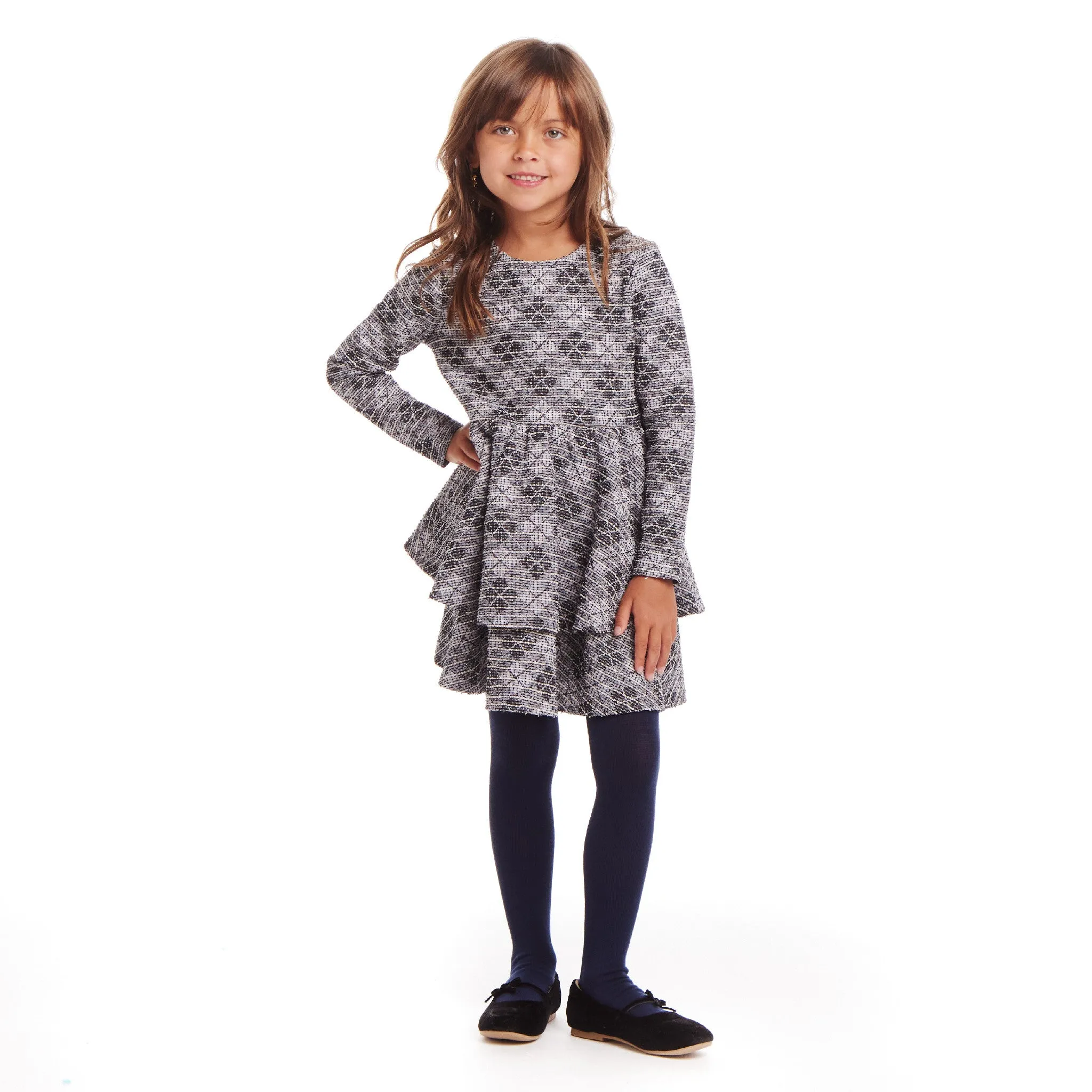 Kids (2-6) Tiered Dress | Blue Tweed