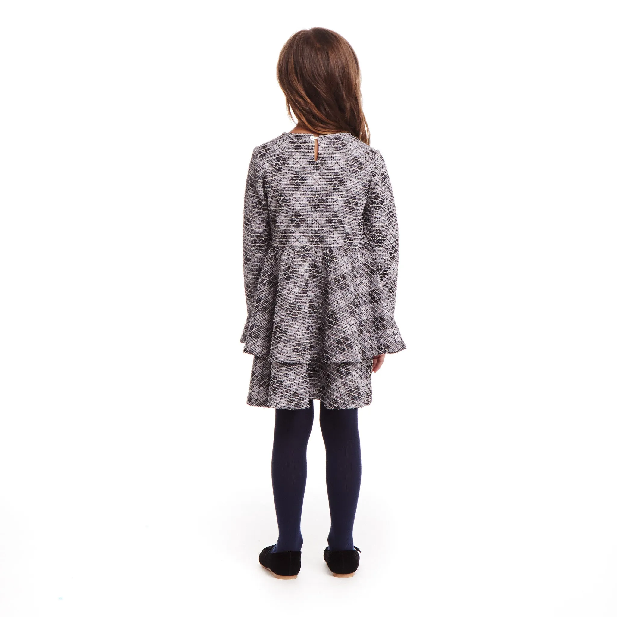 Kids (2-6) Tiered Dress | Blue Tweed