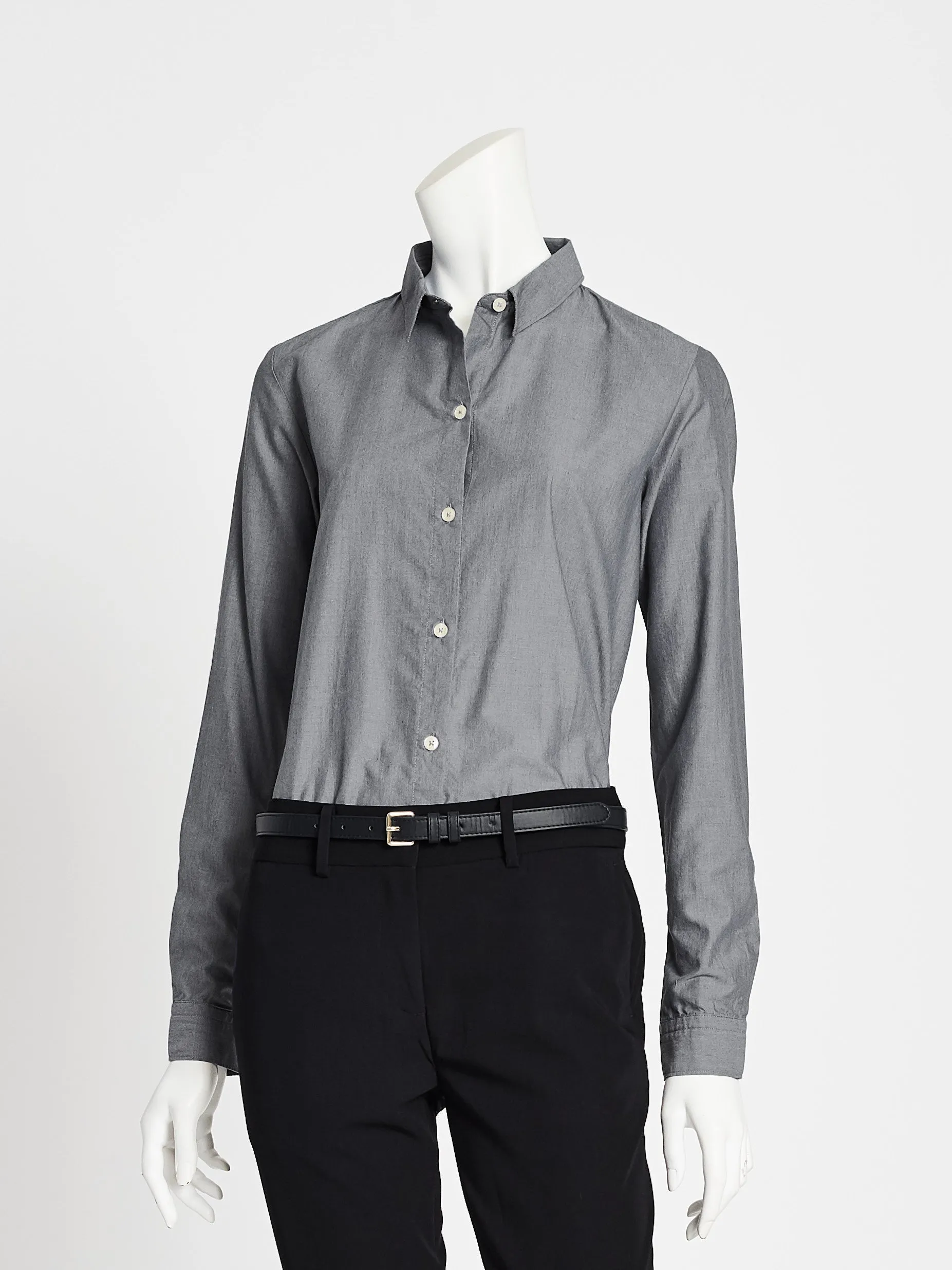 Ladies' Boyfriend Blouse - Grey Chambray