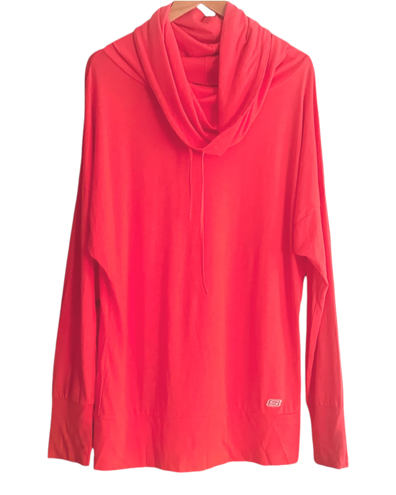 Light Spring Melonberry Drawstring Cowl Neck Pullover