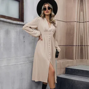 Long Sleeve Slit Midi Dress