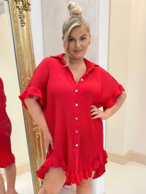 Lucinda curve red shirt dress