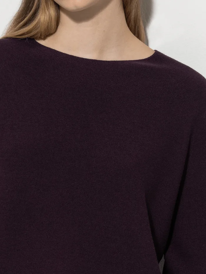 Luisa Cerano Women's Fine Knit Jumper With Boxy Fit In Burgundy 108582 5879