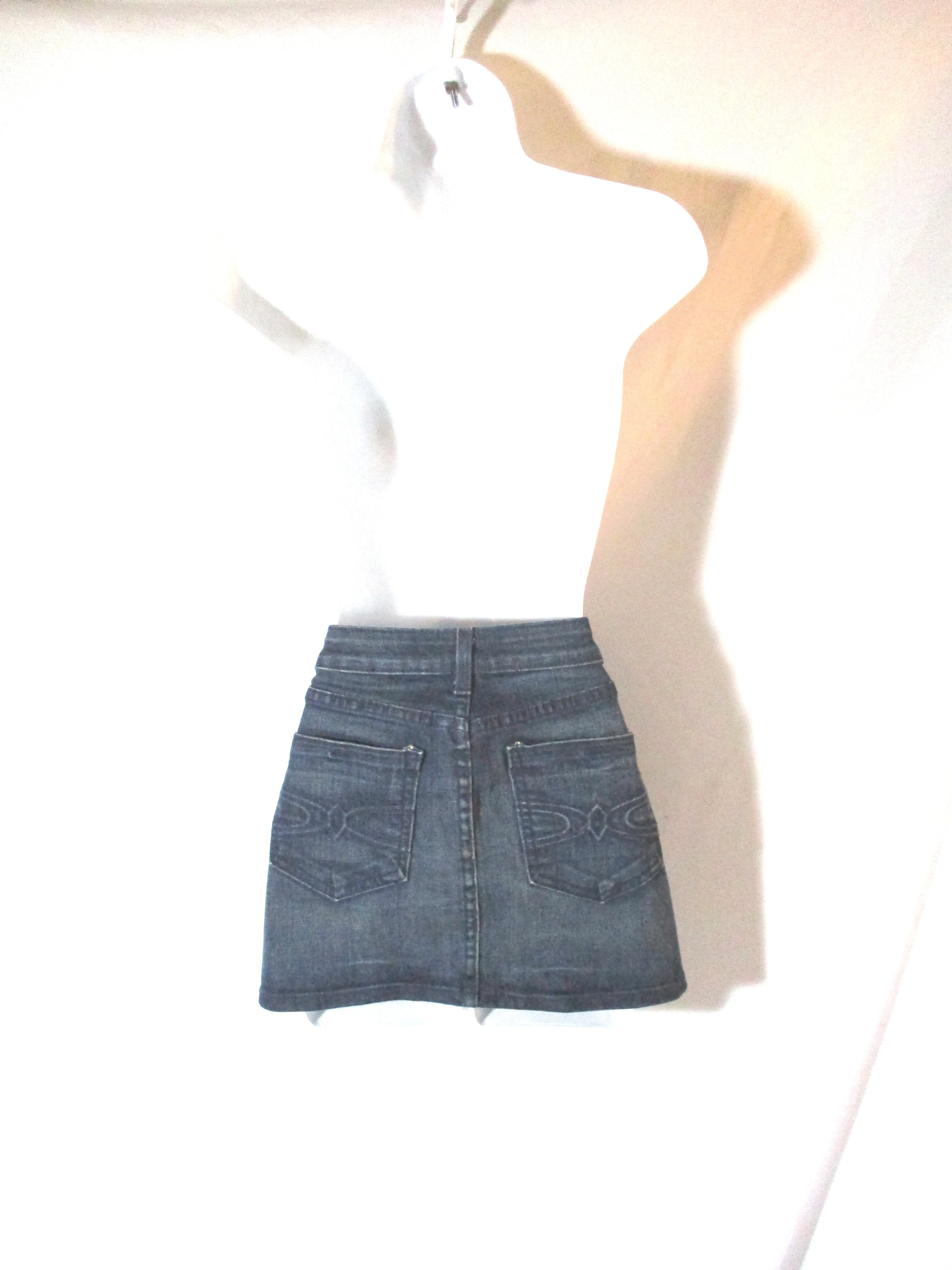 LUX Denim Jean Micro Mini SKIRT BLUE 3 Made in USA Womens