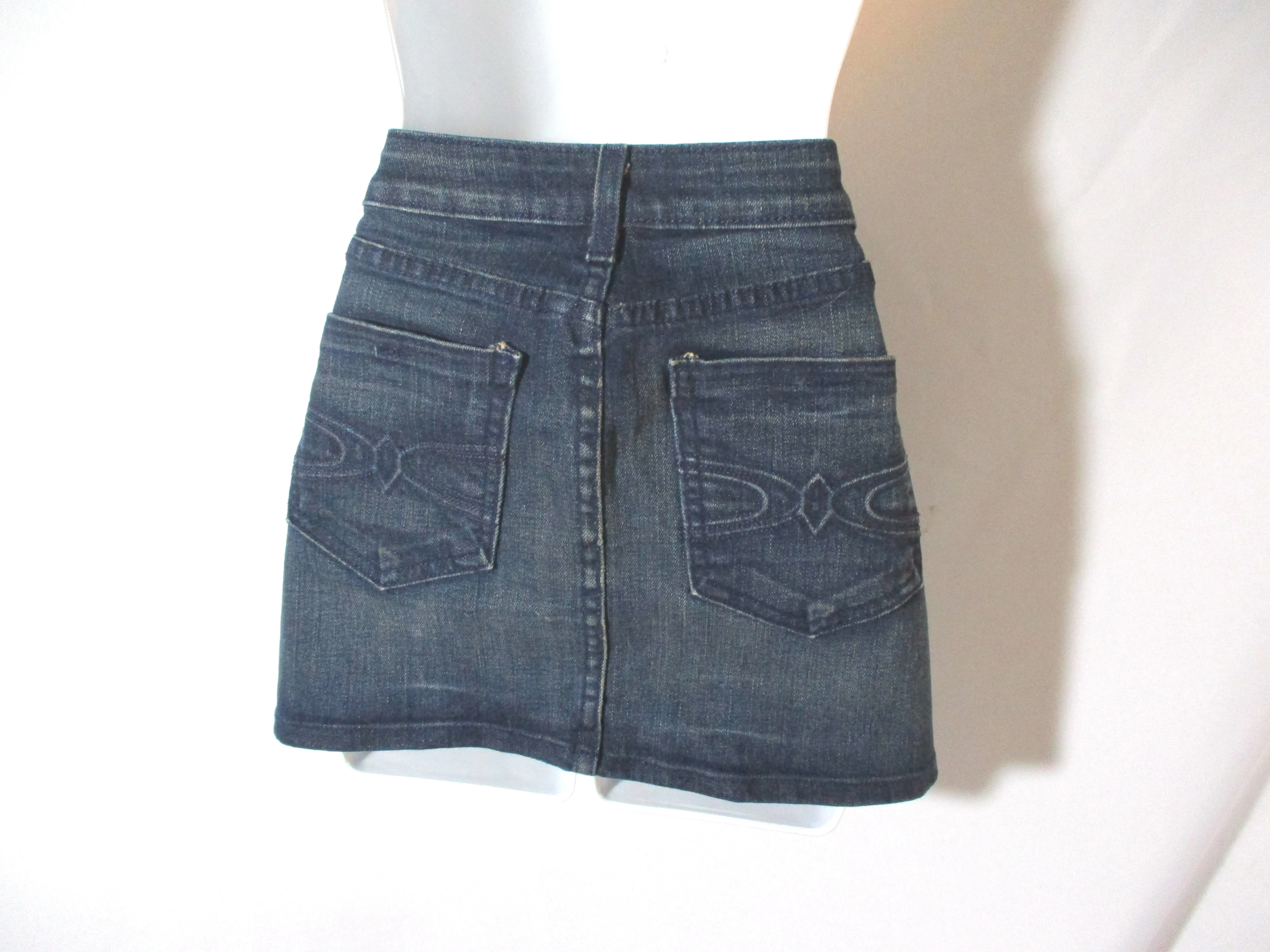 LUX Denim Jean Micro Mini SKIRT BLUE 3 Made in USA Womens