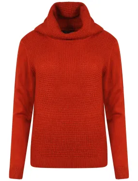 Matisse Cowl Neck Knitted Jumper in Terracotta - Amara Reya