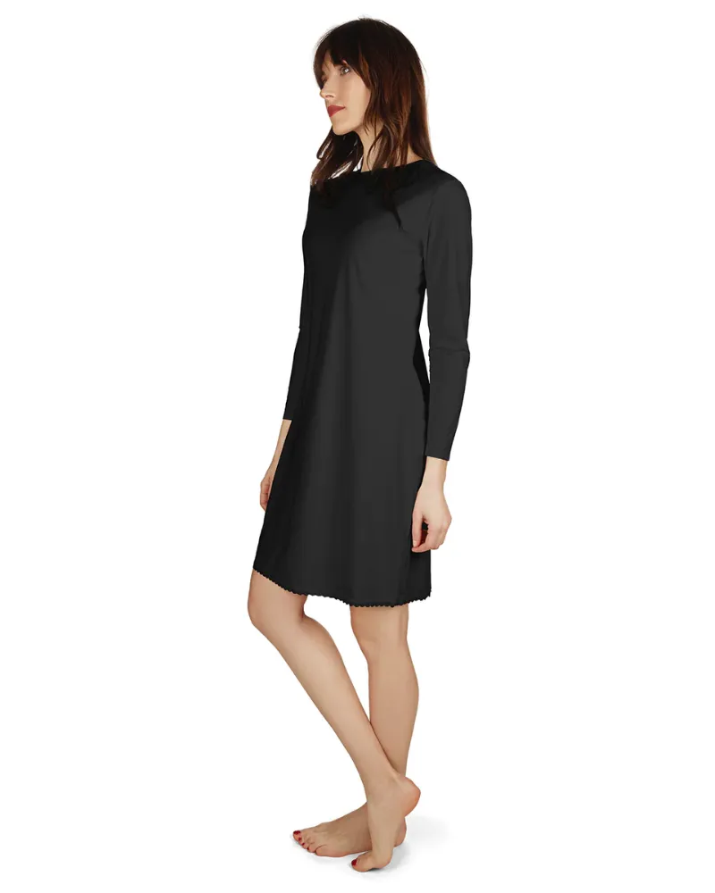 Me Moi Black Bonded Long Sleeve Shell Dress 38"