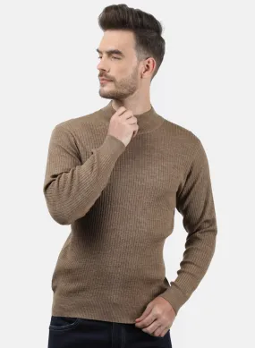 Men Khaki Solid Pullover