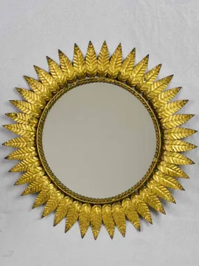 Mid century sunburst mirror - gold leaves 19"