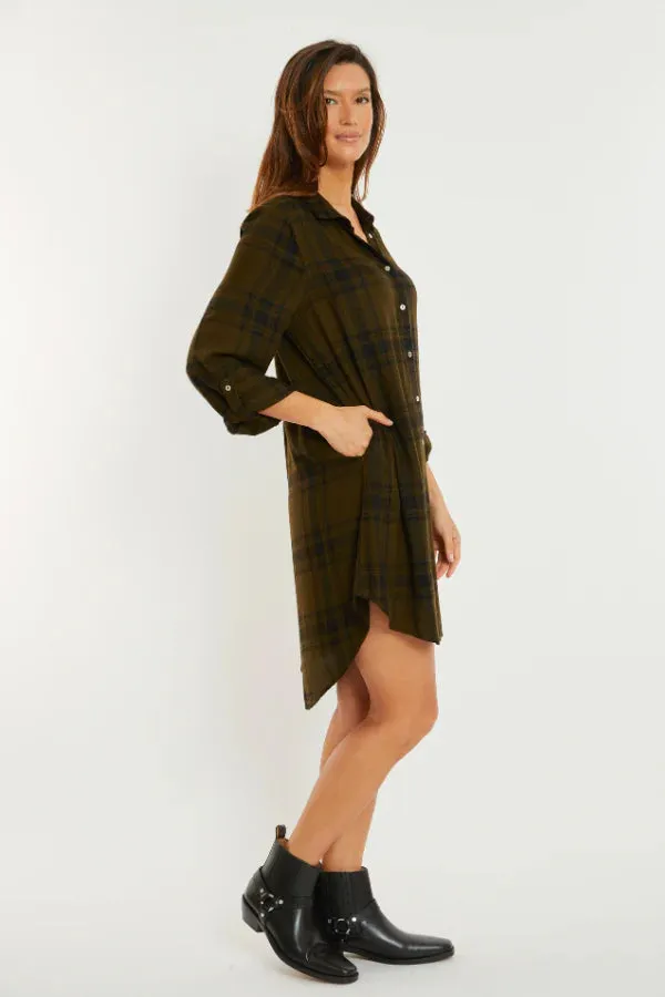 Mododoc 44E-L3304 Roll Up L/S Shirt Dress