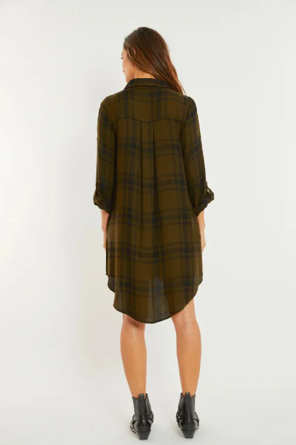 Mododoc 44E-L3304 Roll Up L/S Shirt Dress