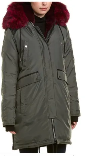 Nicole Benisti leather trim down coat