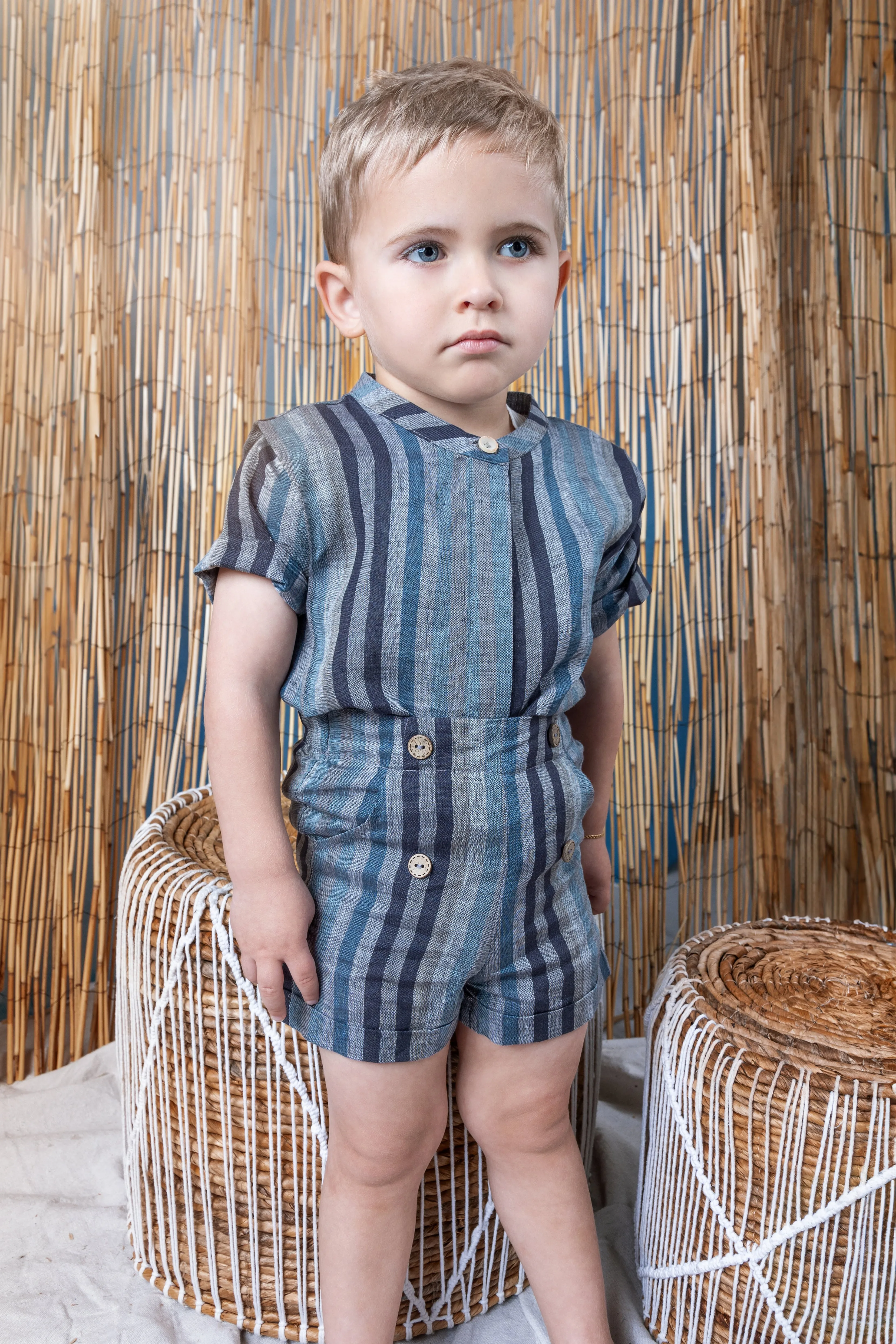 Noma Navy Wide Striped H Bar Overall (NBB704)