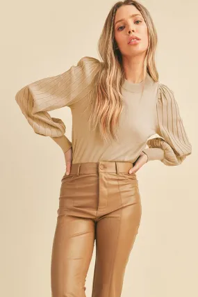 Oat Milk Classic Stripe Texture Pullover