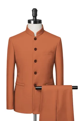 Orange Mandarin Collar Suit