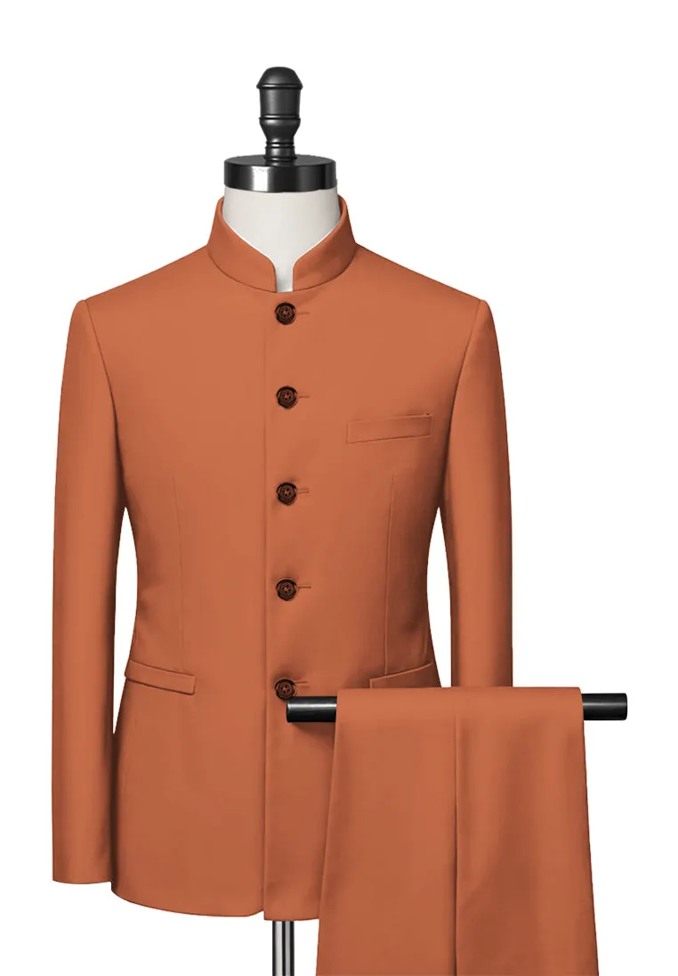 Orange Mandarin Collar Suit