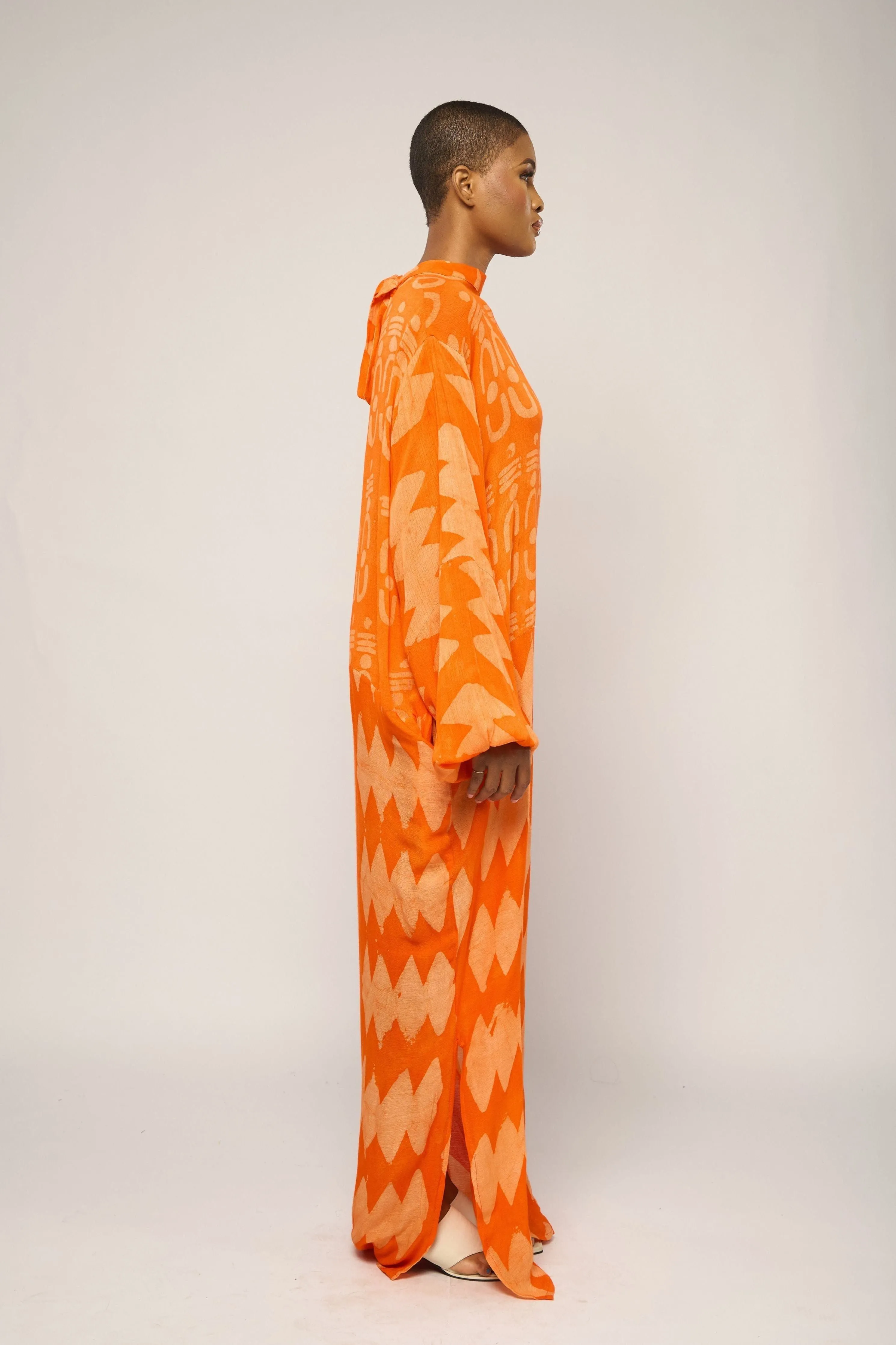 ORANGE MULTIPRINT SLIP DRESS