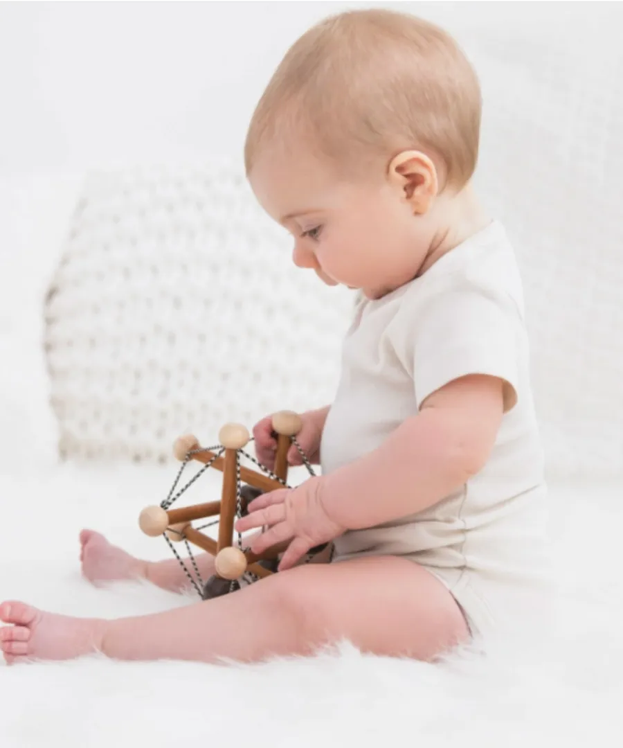 Organic Short-Sleeved Body Suit in Clay