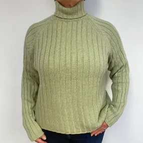 Pickle Green Cashmere Chunky Polo Neck Jumper