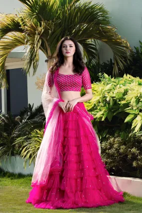 Pink Embroidered Lehanga Set