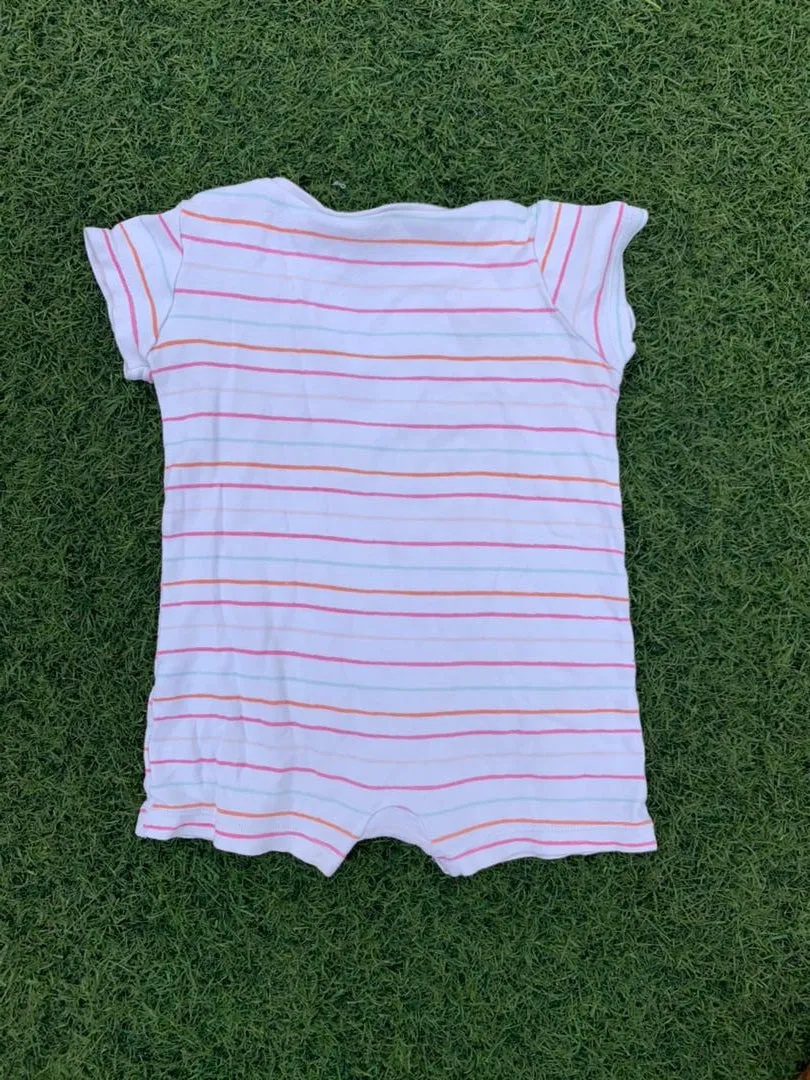 Pink striped baby overall size 6-18months