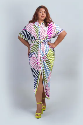Plus Stripe Midi Shirt Dress