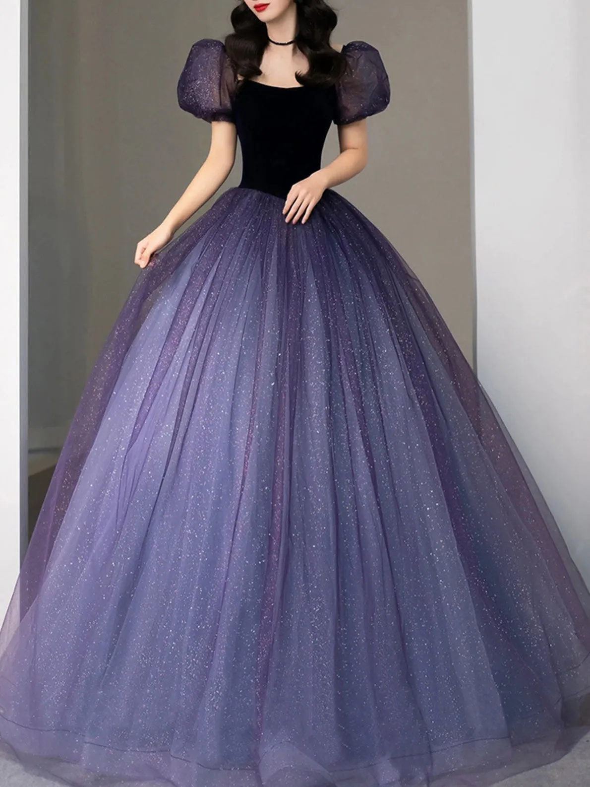 Purple Long Prom Dress, Ball Gown Purple Graduation Dress, sweet 16 dress
