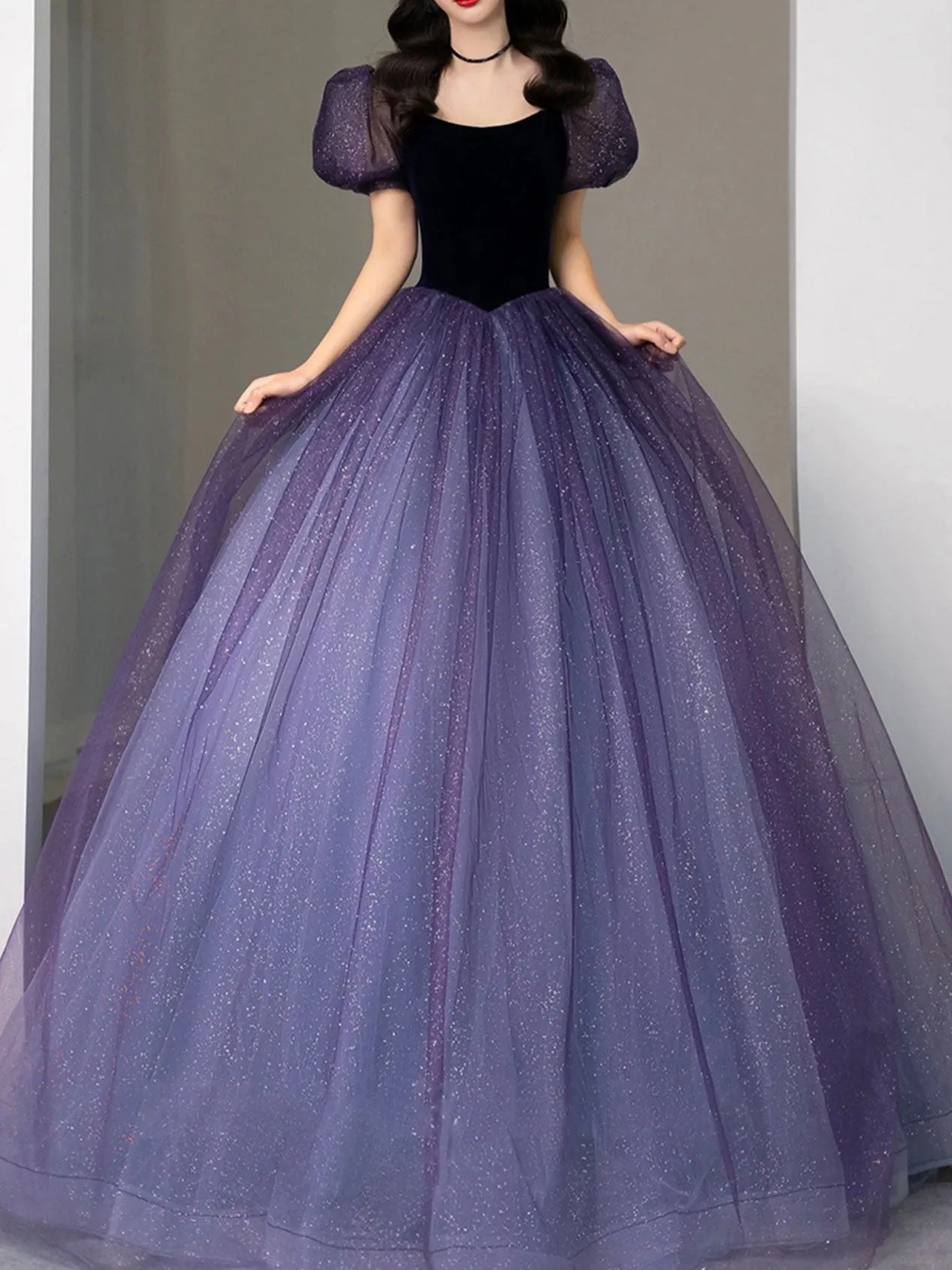 Purple Long Prom Dress, Ball Gown Purple Graduation Dress, sweet 16 dress